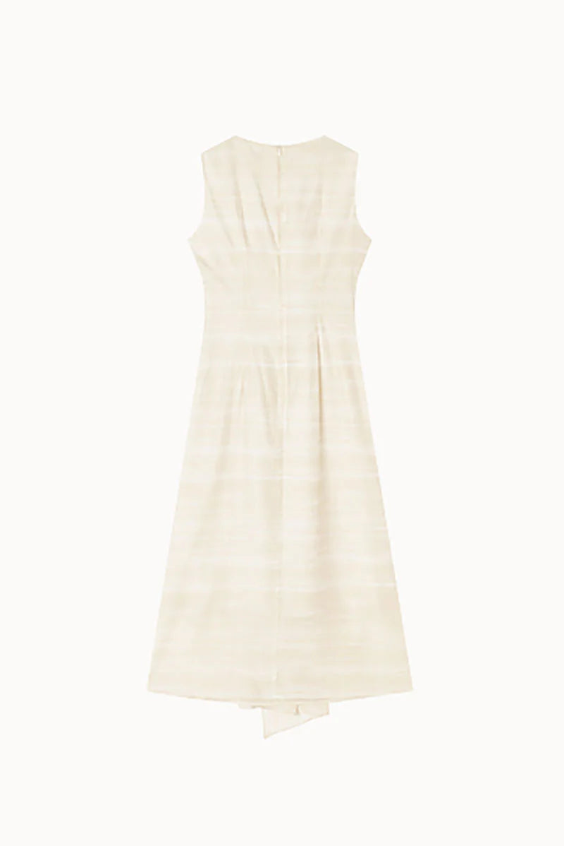 Draped Sleeveless Midi Dress in Yellow Ombre