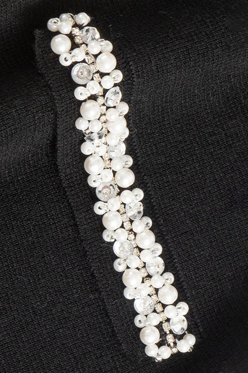 French Sleeveless Handmade Embellished Knit Midi Dress