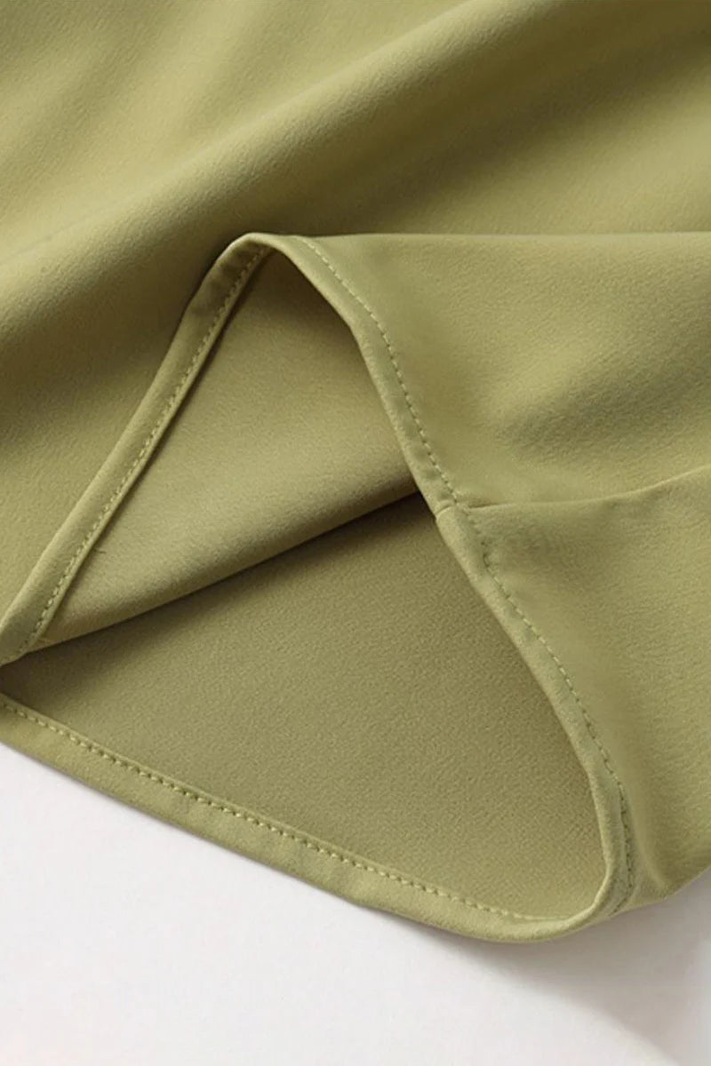 Green Spaghetti-Strap Twist-Front Midi Dress